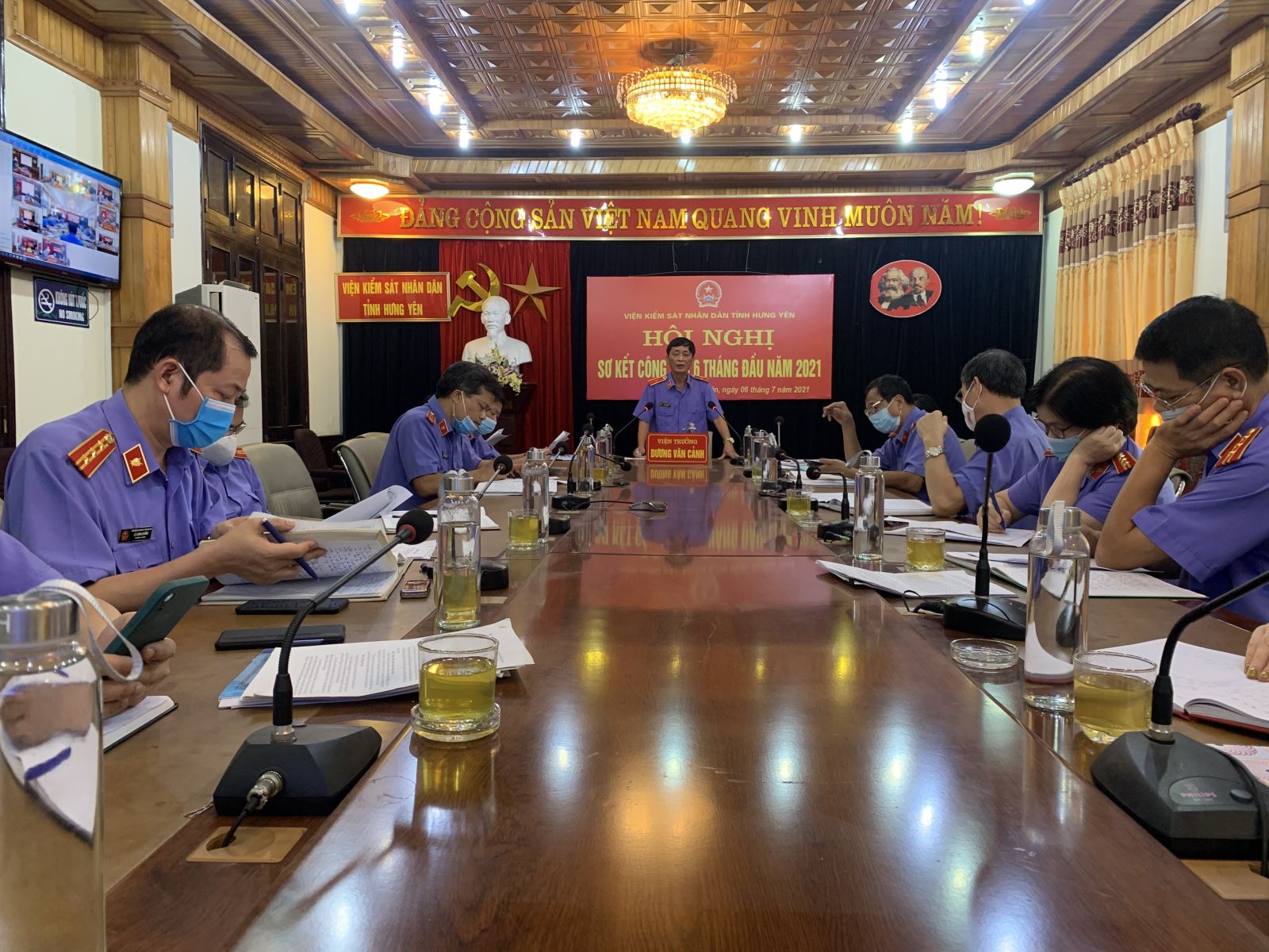 Viện kiểm sát nhân dân tỉnh Hưng Yên tổ chức  Hội nghị trực tuyến sơ kết công tác 6 thángđầu năm 2021