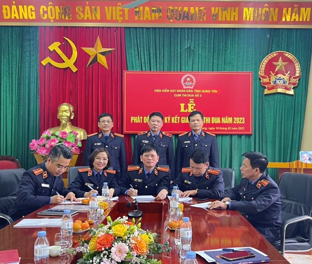 Cụm thi đua số 2 Viện kiểm sát nhân dân tỉnh Hưng Yên tổ chức phát động và ký Giao ước thi đua năm 2023