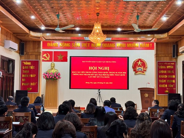 Đảng bộ Viện kiểm sát nhân dân tỉnh Hưng Yên tham dự Hội nghị Báo cáo viên tháng 01/2026; thông báo nhanh kết quả Đại hội đại biểu toàn quốc lần thứ XIV của Đảng 