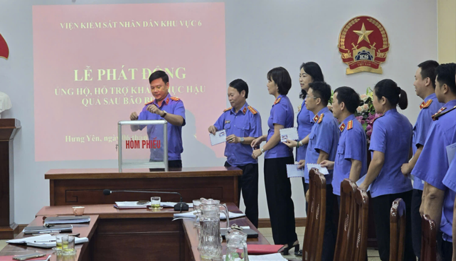 Viện kiểm sát nhân dân khu vực 6 – Hưng Yên phát động quyên góp ủng hộ, hỗ trợ khắc phục hậu quả sau cơn bão số 10 (Bualoi)